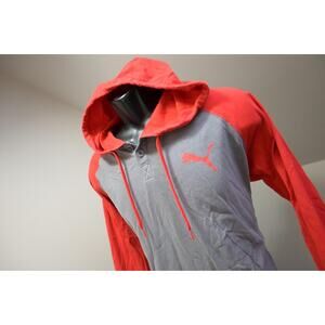 Puma Hoodie Gray Long Sleeve Athletic Stretch Performance Mens Size Large